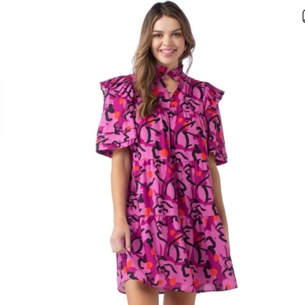 Crosby by Mollie Burch Pink Maisie Dress in Expressive Floral Size Large - Picture 1 of 11